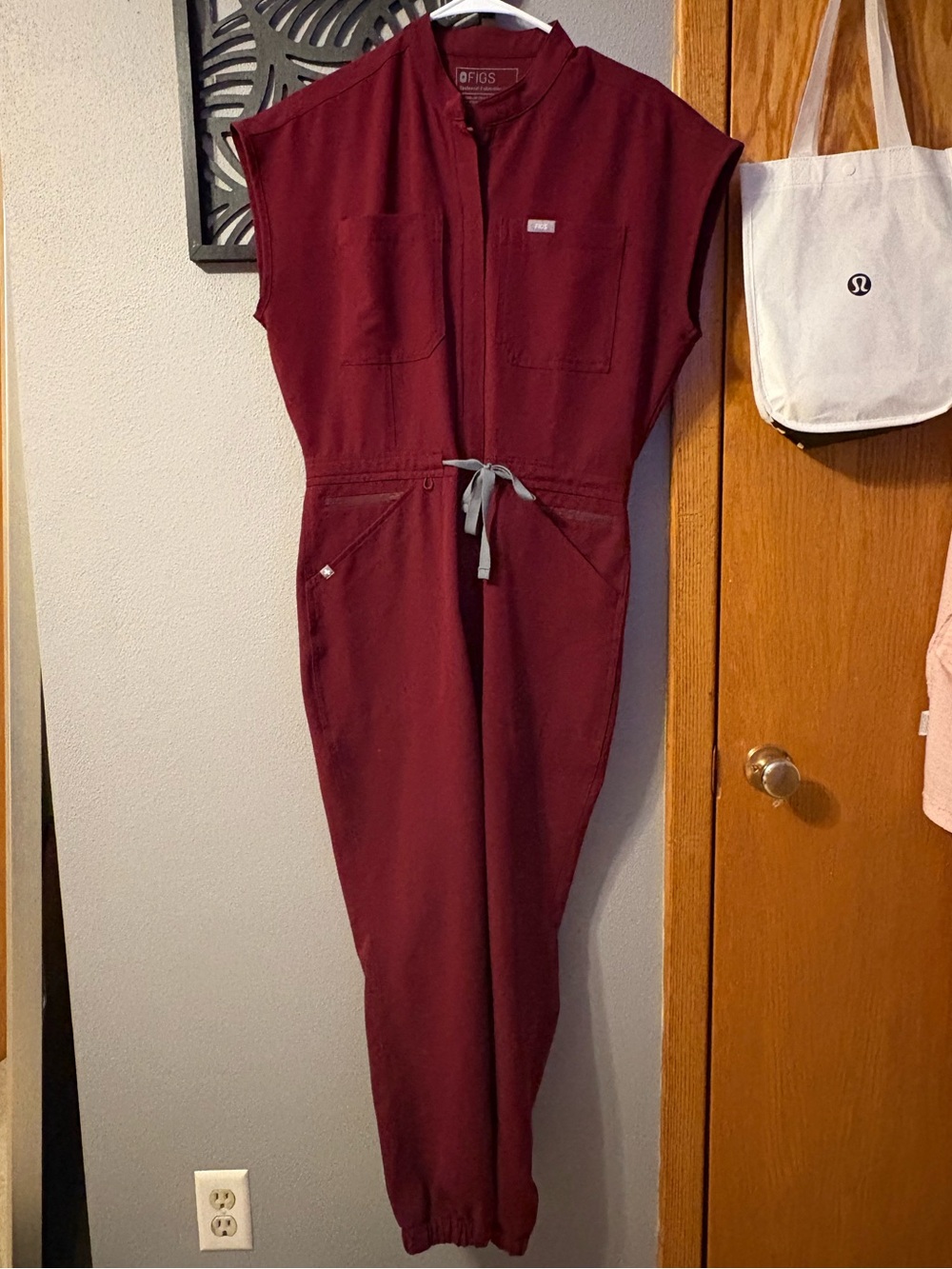 Figs Burgundy Zip-Front Jumpsuit